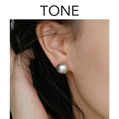 TONE强光银灰色大珍珠耳夹蚊香盘高级感简约气质纯银耳钉无耳洞女