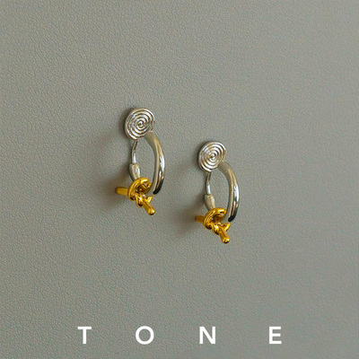 TONE金银撞色打结耳圈耳夹蚊香盘高级感小众气质百搭简约耳钉耳环