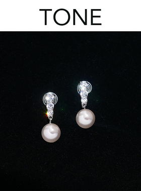 TONE奥地利进口水晶珍珠镶钻耳夹蚊香盘耳钉高级气质轻奢无耳洞女