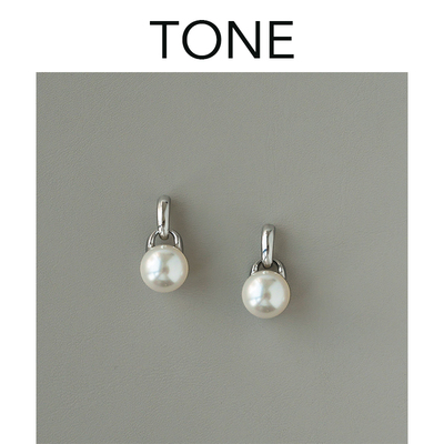 TONE经典银色大珍珠耳夹