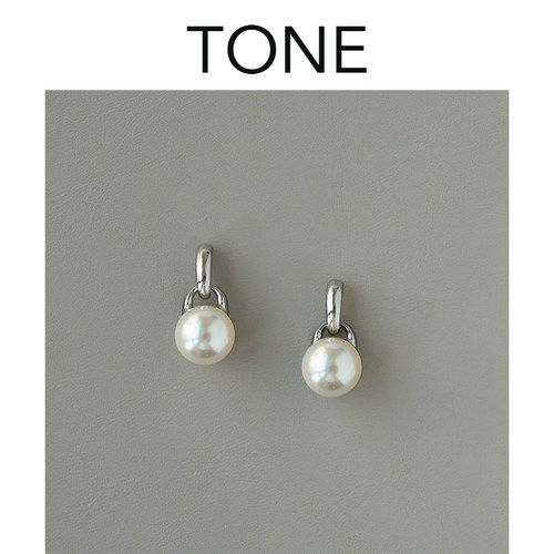 TONE经典银色大珍珠耳夹
