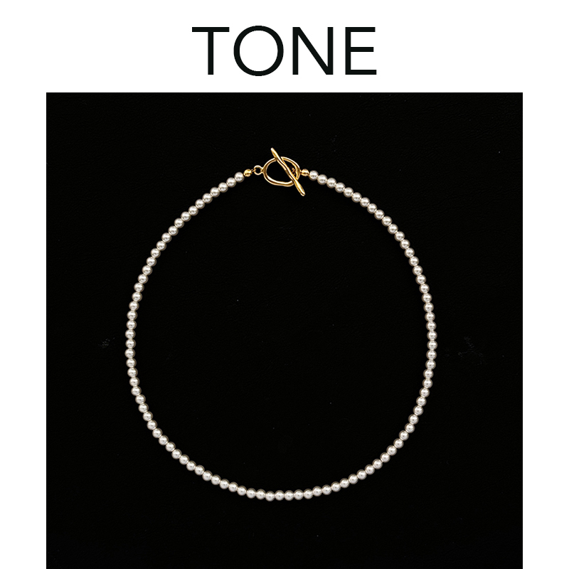 TONE定制OT扣强光水晶珍珠项链