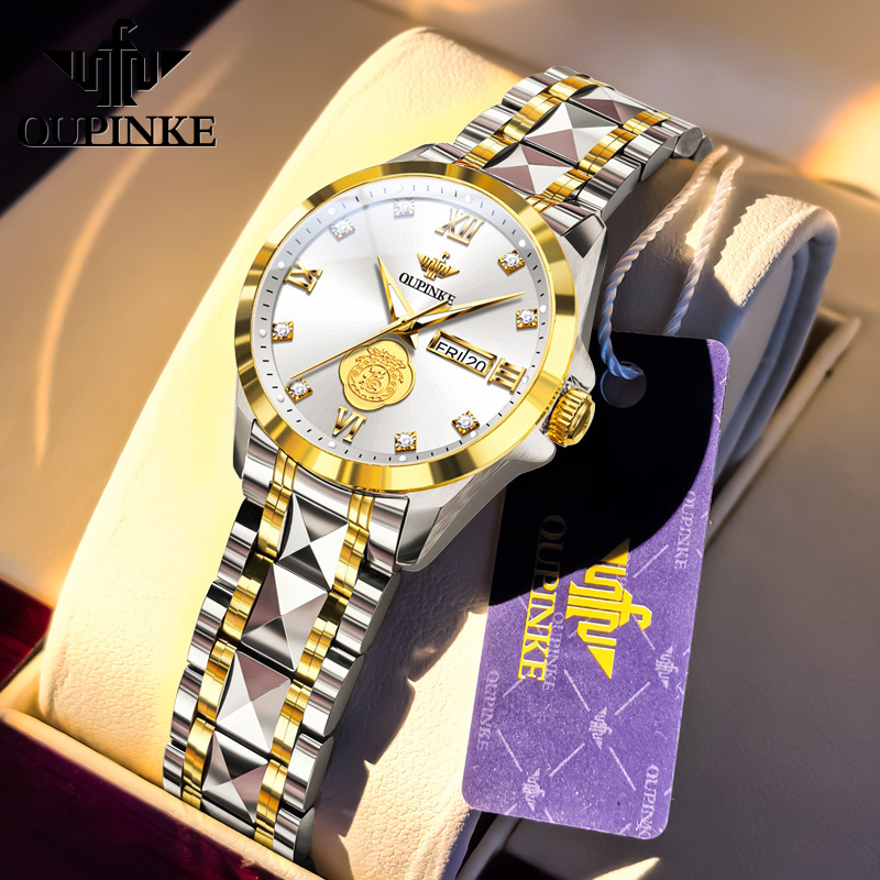 欧品客女士含真金真钻全自动手表