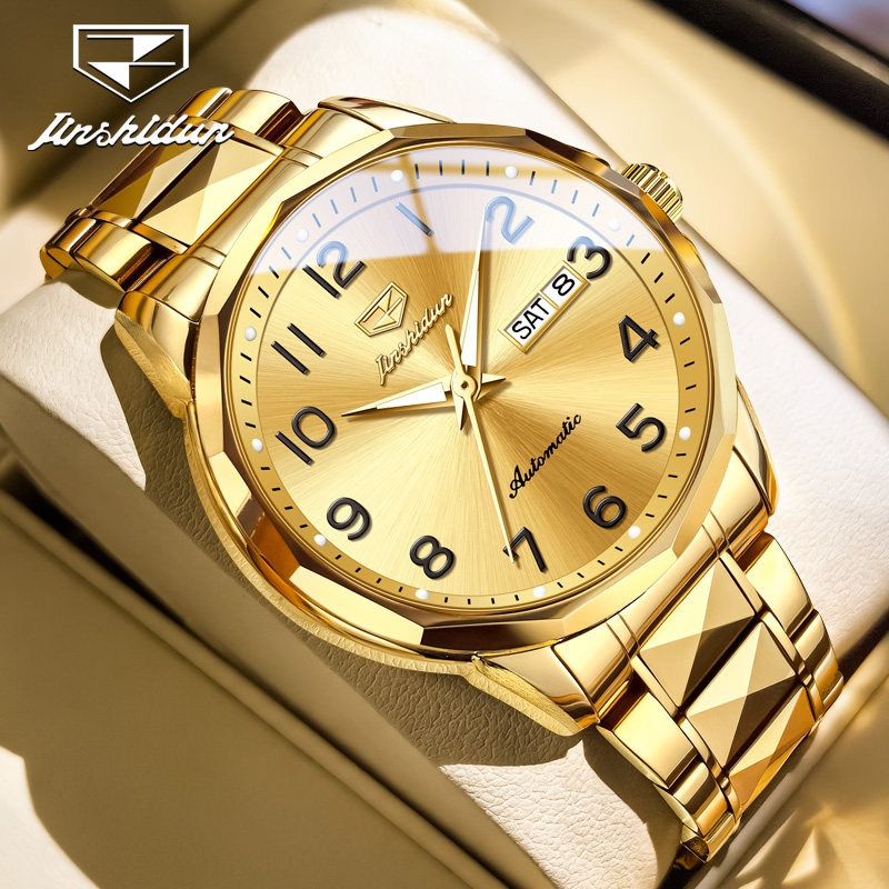 瑞士认证正品牌手表男士款机械表男全自动防水名式18K黄金色十大
