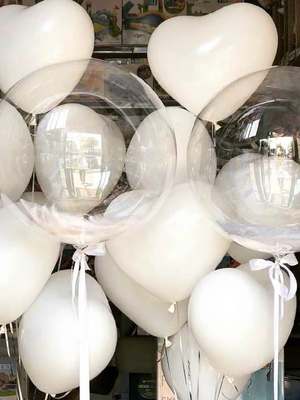 白色气球波波球羽毛缎带婚礼爱心生日表白浪漫纪念日求婚室内派对