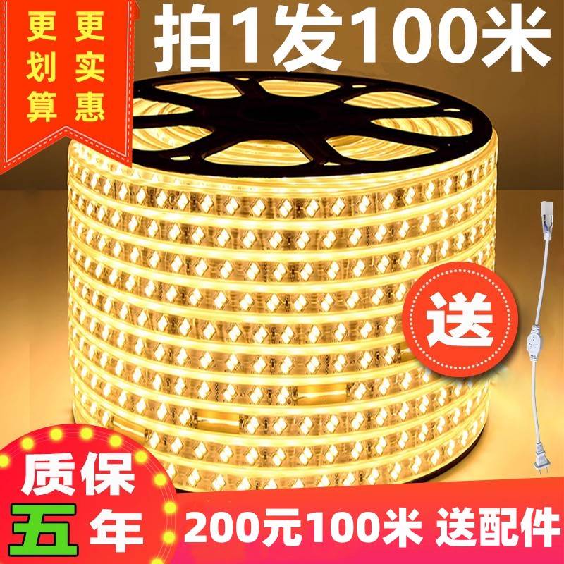 100米整卷led双排灯带超亮灯条客厅吊顶线灯装饰照明户外防水光带 家装灯饰光源 室外LED灯带 原图主图