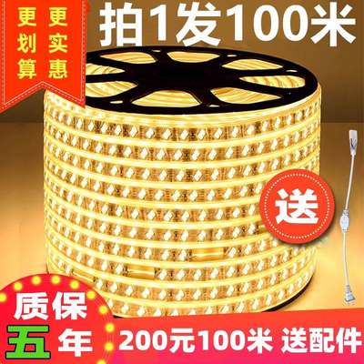 100米整卷led双排灯带超亮灯条客厅吊顶线灯装饰照明户外防水光带