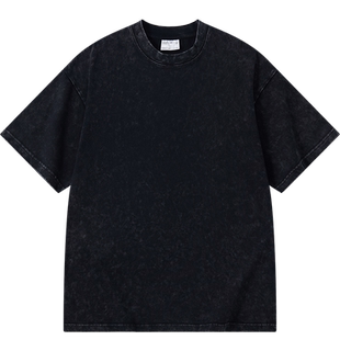 300克重磅黑色纯棉t恤定制加厚宽松落肩工作服印字团体文化衫刺绣