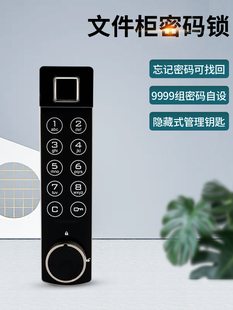 智能电子密码锁办公室档案文件储物更衣柜锁双开门柜子指纹密码锁