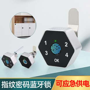 指纹密码蓝牙柜锁锌合金智能文件柜子抽屉锁通用办公储物衣柜门锁