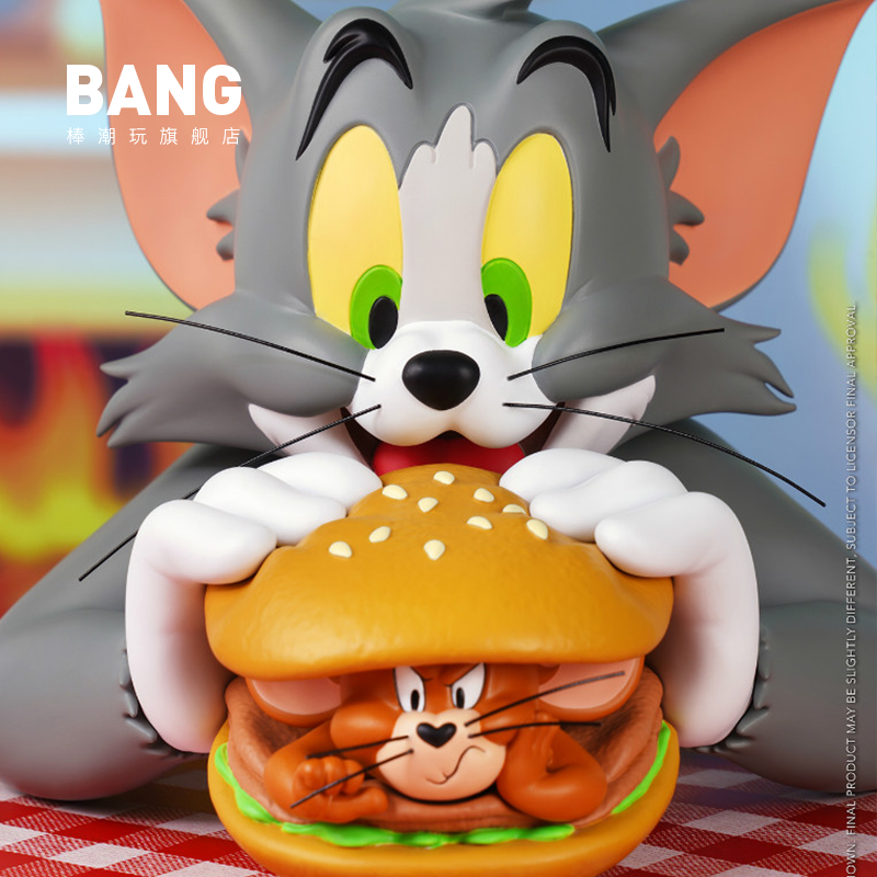 棒潮玩 猫和老鼠 汤姆猫与杰利鼠汉堡包半胸像潮玩礼物摆件手办