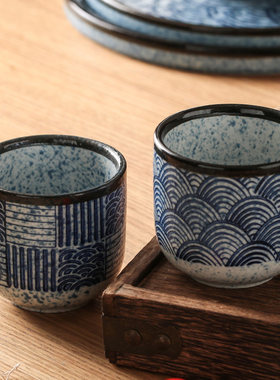 日式釉下彩陶瓷复古风陶瓷杯