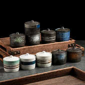 日式 陶瓷调味罐厨房辣椒罐盐罐创意家用调味盒蘸料罐带盖罐餐厅用