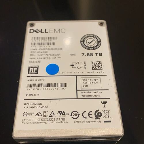 emc 118000729-02 HUSTR7676ASS204 7.68T sas 12G ssd 硬盘议价