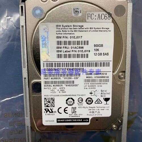 01EJ017 01AC596 AC68 900G SAS 10K 2.5 12G V5030存储议价