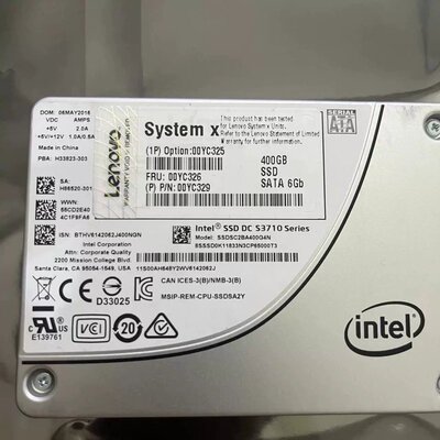00YC325 00YC326 400G SATA 2.5 S3710 SSD固态硬盘 X3650M5议价