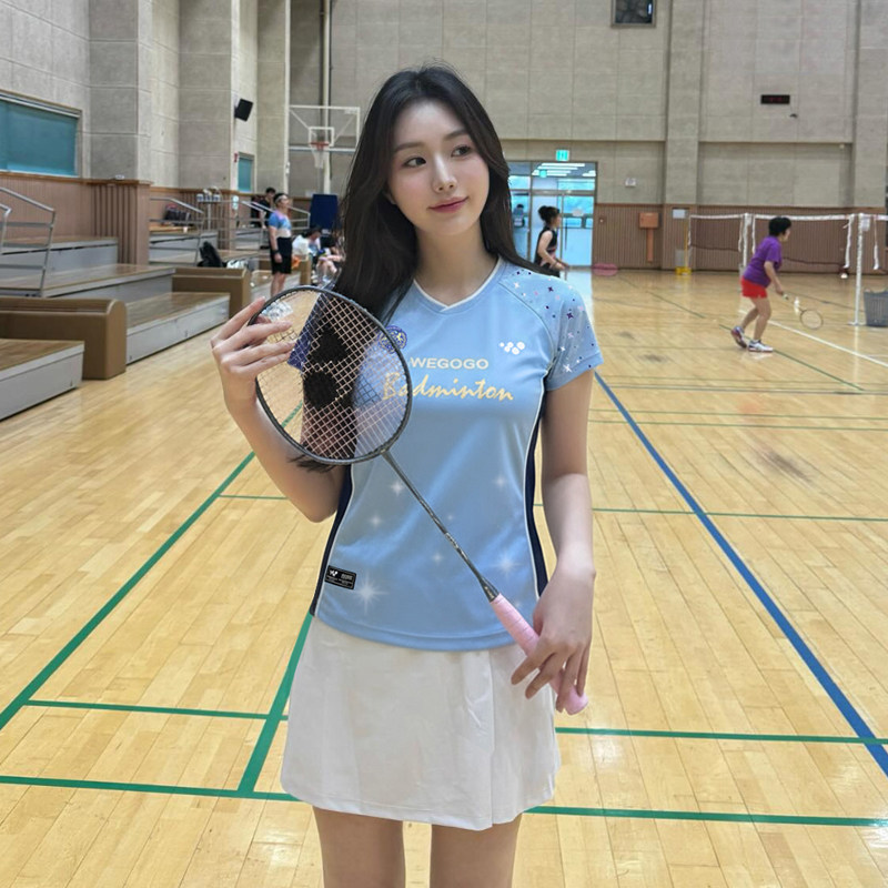 WEGOGO&ldquo;银河&rdquo;简约短袖羽毛球服运动吸湿速干透气训练比赛T恤女