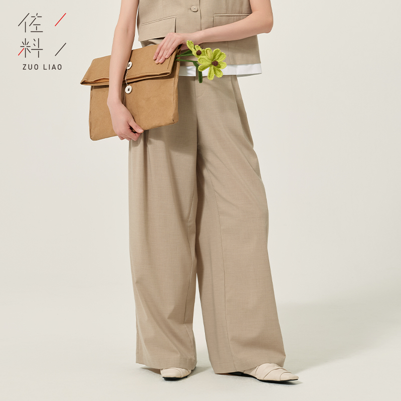 佐料阔腿直筒宽松舒适长裤