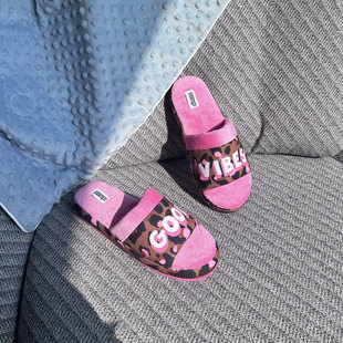 新款女士夏季厚底家居空头拖室内拖鞋字母新款防滑时尚耐磨