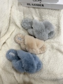 2023秋冬交叉网红毛绒毛毛拖鞋 新款 女外居家一字兔毛防滑