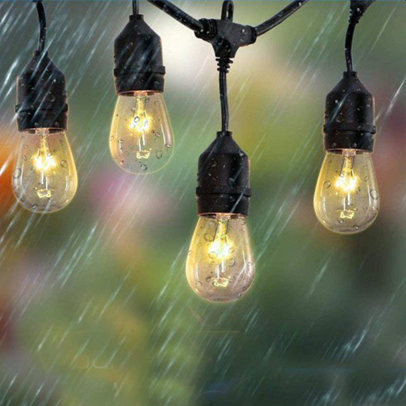 s14欧规220v复古户外防雨灯串e27头节日婚庆花园庭院派对装饰灯带