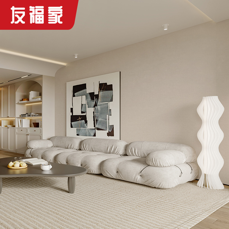 上门包贴新款杏子灰墙布卧室客厅背景墙奶油奶咖色纯色无缝壁布