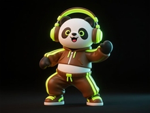 玻璃钢熊猫雕塑定制戏曲国潮卡通网红几何抽象户外草坪公园摆直销