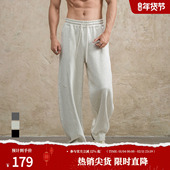 鹿家门秋冬重磅卫裤 子 运动健身长裤 弯刀直筒休闲宽松加绒大码 男士