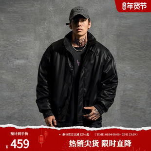 冬季 鹿家门美式 大码 保暖皮夹克宽松棉衣运动健身冬装 外套 棉服男款