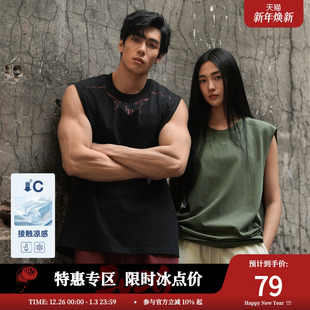 健身无袖 运动大码 纯棉T恤重磅上衣 宽肩凉感背心男夏季 鹿家门新款