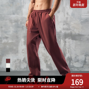 休闲宽松健身男裤 鹿家门裤 训练运动长裤 大码 子 脚磨毛弯刀直筒卫裤