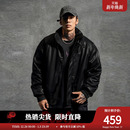 男运动健身PU皮棉服男 保暖皮夹克棉衣外套冬装 鹿家门新款 宽松大码