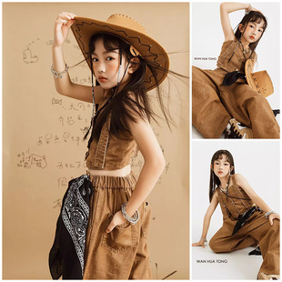 儿童摄影服装道具男女中大童拍照衣服西部牛仔主题影楼潮拍艺术照