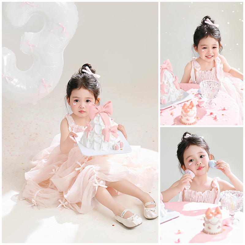 女童粉色公主蓬蓬紗裙藝術照