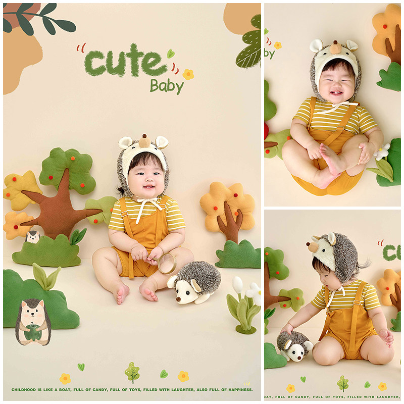 儿童摄影服装道具小刺猬主题拍照衣服婴儿百日照百天照影楼写真照