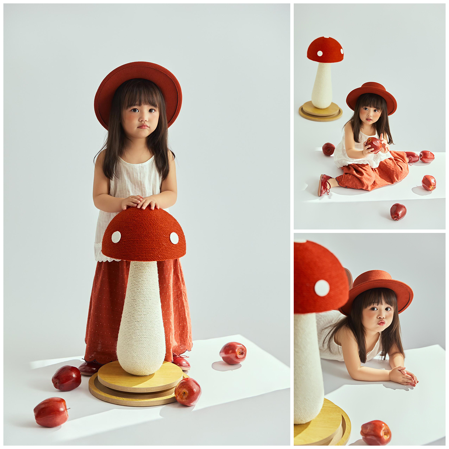 儿童摄影服装道具小蘑菇主题2岁-7岁女童拍照衣服影楼写真艺术照