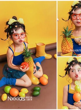 儿童摄影服装夏日水果写真照女孩生日照多巴胺风格拍摄衣服道具