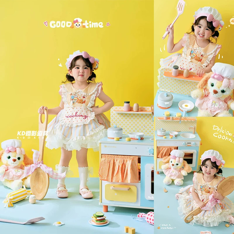儿童摄影服装女童饼饼小厨娘主题宝宝写真洛丽塔裙影楼拍照道具