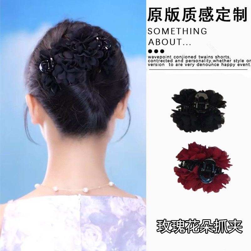 玫瑰花朵小抓夹女2025新款精灵耳侧边刘海夹高级感半扎发夹子头饰