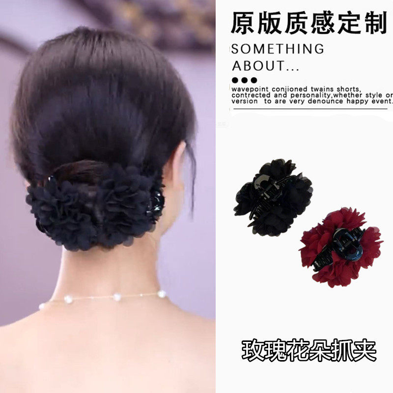 2025玫瑰抓夹盘发头花刘海侧边夹7Cm法式慵懒感半扎发卡发饰夹子