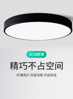天猫智能灯具LED吸顶灯北欧客厅圆形房间黑白超薄走廊阳台卧室灯