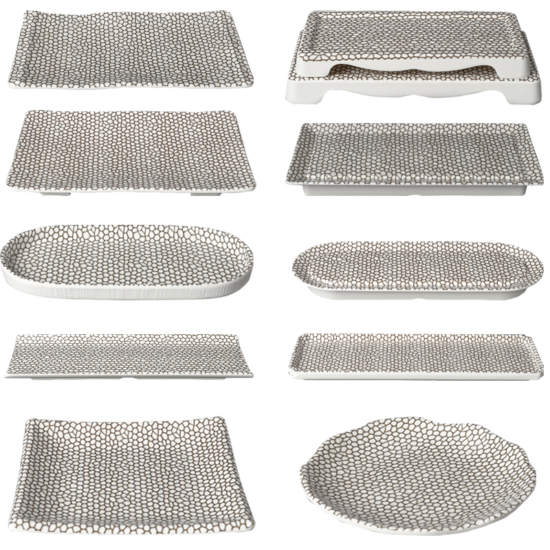 密胺仿瓷火锅店盘子平盘创意餐厅菜盘长方形寿司烤肉店专用盘商用