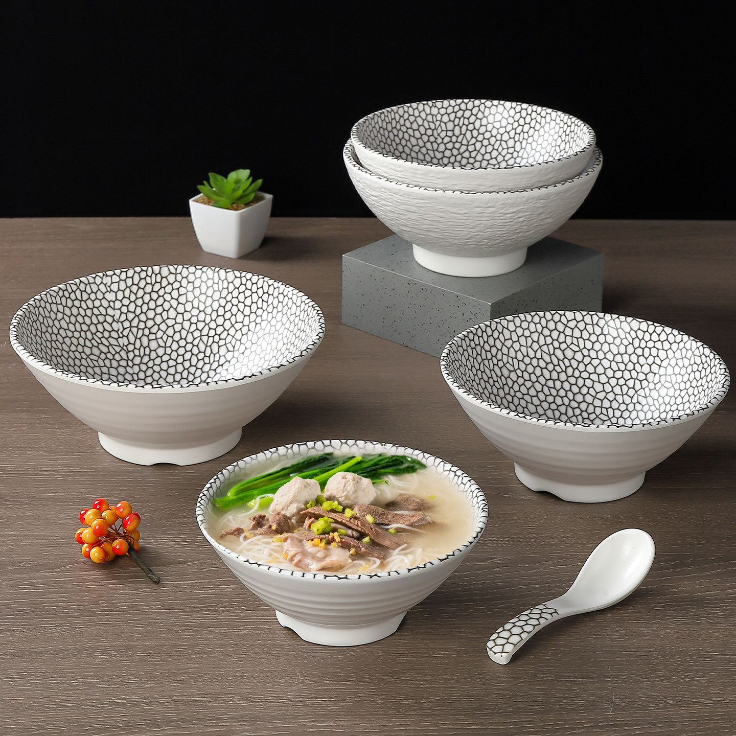 密胺兰州拉面碗商用餐厅拉面碗创意碗商用塑料面馆专用斗笠汤面碗