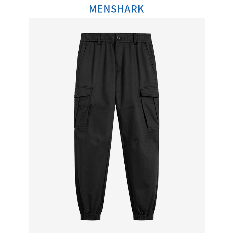 【薇娅推荐】MENSHARK秋冬季宽松休闲百搭工装长裤大口袋男束脚裤