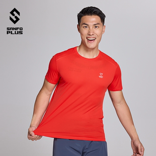 男 SANFO 19029 速干排汗夏季 PLUS 輕量透氣花火跑步T恤短袖