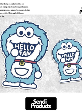 炸毛蓝胖子 个性潮人滑板吉他死飞贴纸 冰箱贴车贴玻璃贴 I038