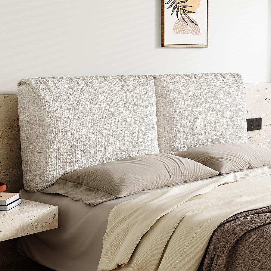 侘寂风床头靠垫高端羽绒民宿床头软包大靠背悬浮床榻榻米卧室靠枕