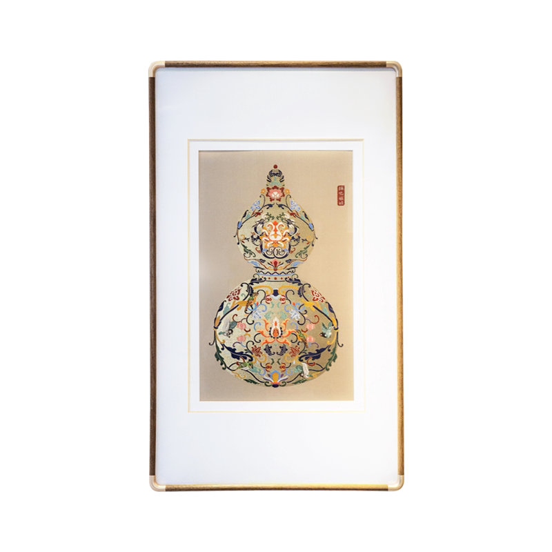 蝉鸣福禄南京云锦研究所元先葫芦中式玄关入户过道挂画高档装饰画