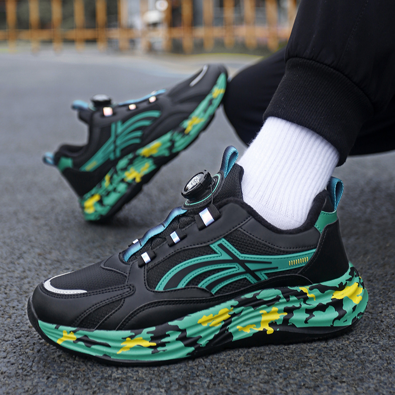 大童运动鞋男皮面秋冬新款防滑跑步鞋轻便保暖学生鞋男孩百搭潮鞋