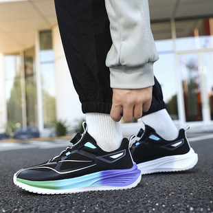 男童跑步鞋2025新款鞋子男大童运动鞋网面透气旋转扣男鞋软底防滑